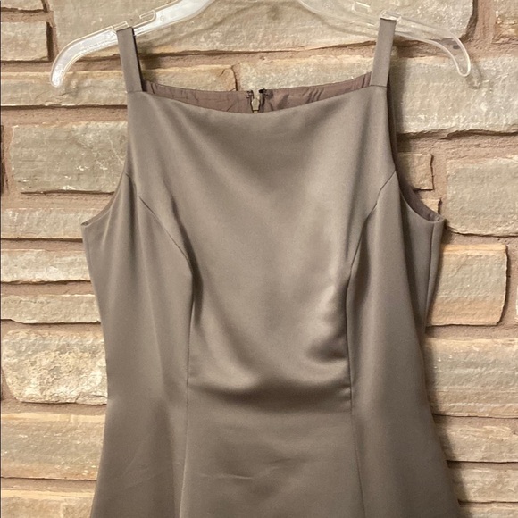 ABS Evening by Allen Schwartz Elegant Olive Green Satin Maxi Dress Size 6 - Picture 4 of 12